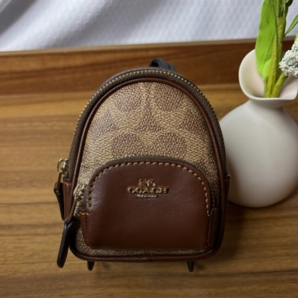 Coach Brown Mini Backpack Keychain - Picture 3 of 7
